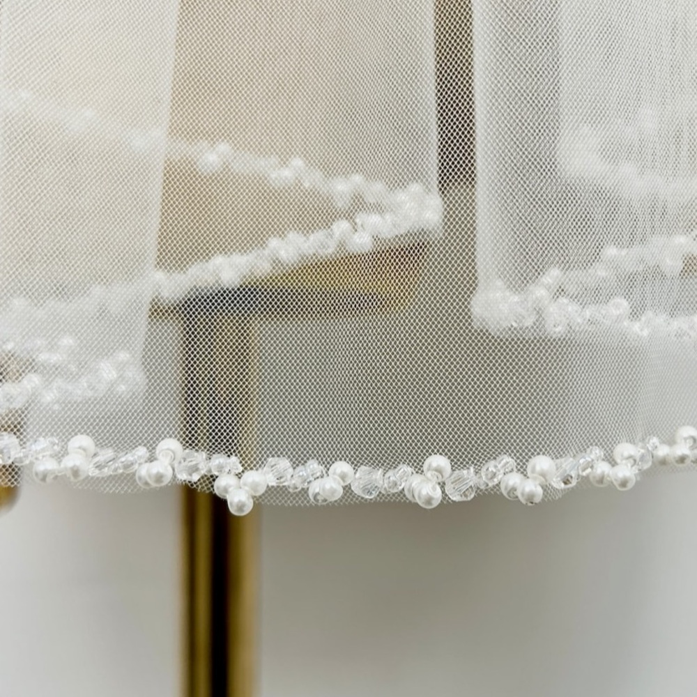 Ivory Beaded Bridal Veil
